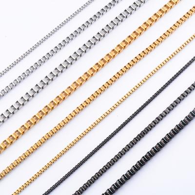 Męski Link Kwadratowy Pudełkowy Łańcuszek ze Stali Nierdzewnej Naszyjnik dla Kobiet Ladies Choker Złoty/Miedziany/Czarny Kolor Biżuteria Akcesoria na Szyję