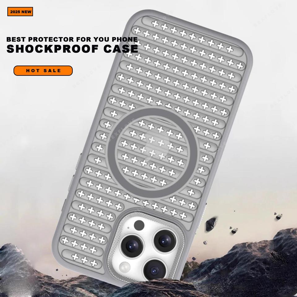 Magnetic Honeycomb Heat Dissipation Phone Case for iPhone 14 15 16 Plus 11 12 13 16 Pro Max Magsafe Matte Hard Protector Cover