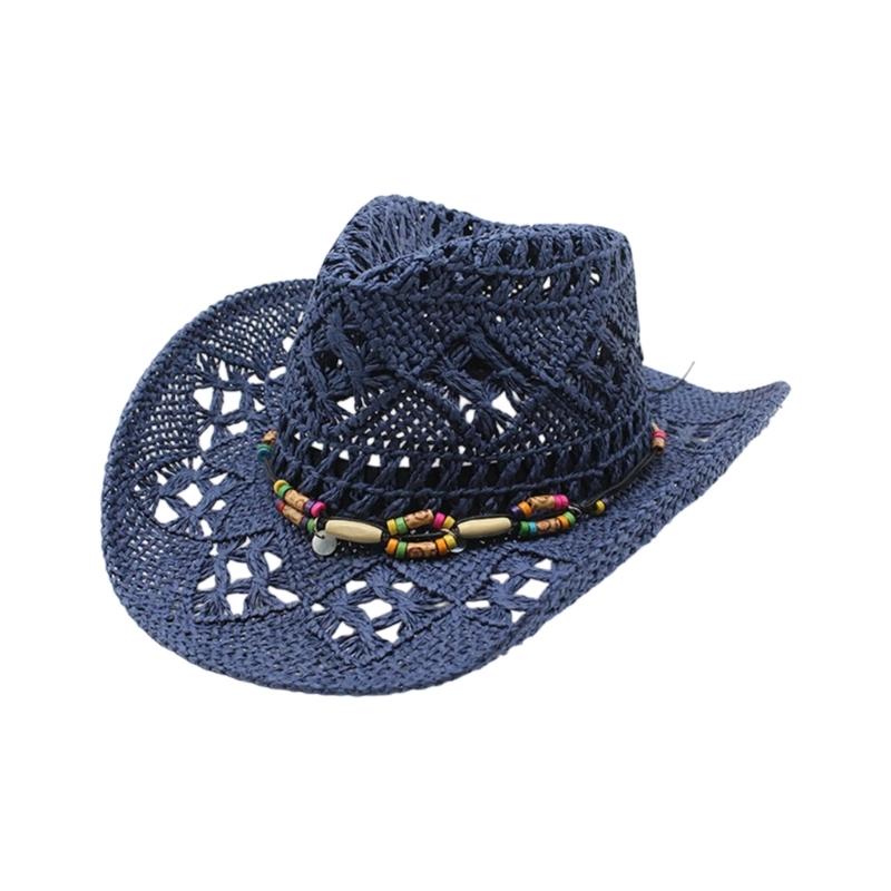 Western Hat Natural Paper Straw Wide Brims Sun Hat Popular Panama Hat for Adult Daily and Travel Wear