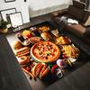 Colorful Fast Food Pattern Carpet with Pizza, Burgers, Fries, and Drinks Suitable for Use As an Anti-slip for Living Room Bedroom Sofas
