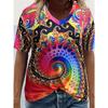 Casual Color Printed Short Sleeve V-Neck