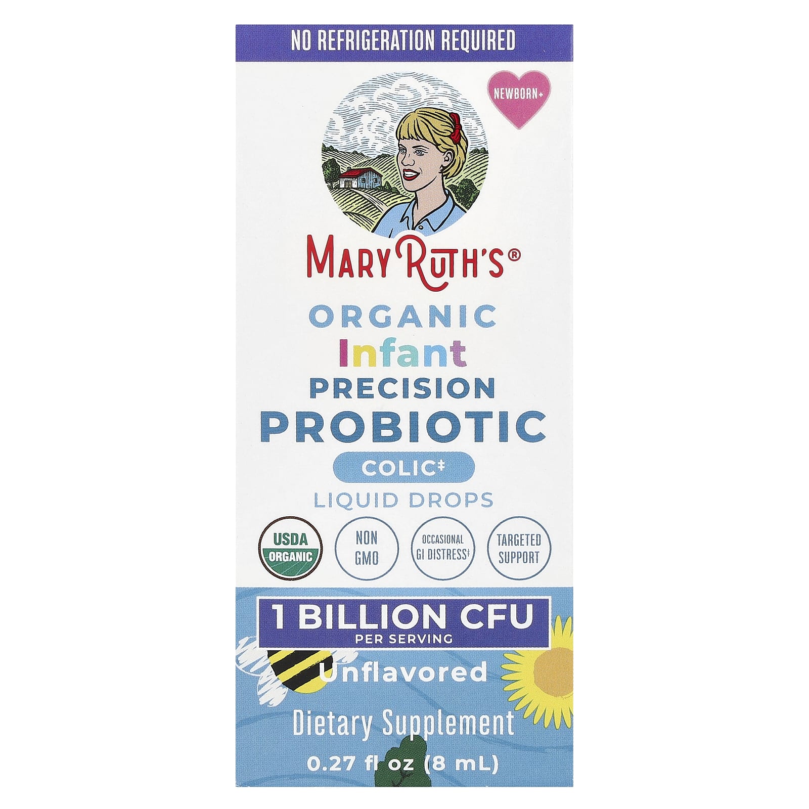 

MaryRuth s, Organic Infant Precision Probiotic, liquid drop, ideal for newborns, unflavored, 1 billion CFU, 0.27 fl oz (8 ml)