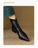 Women's Genuine Leather Sheepskin Ankle Boots - Pointed Toe, Chunky Heel, Back Zipper, 2025 New Stretch Sock Slim Boots