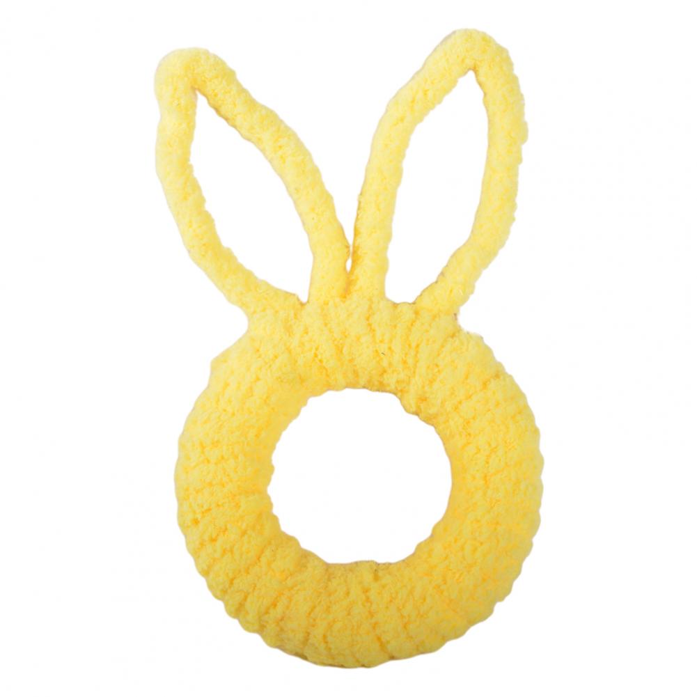 Easter Bunny Wreath for Front Door Yarn Wrap Rabbit Shaped Wreath with Artificial Flowers for Spring Porch Wall Window Decor