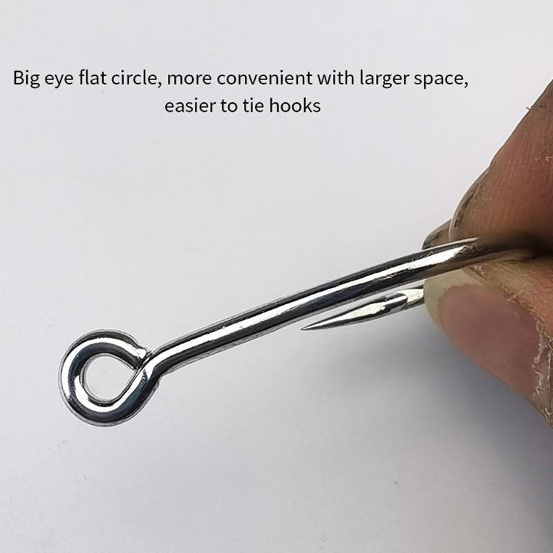 10Pcs Sets Tin-Plated Anti-Rust Jig Hooks with Eyelets High Carbon Steel Deep Sea Fishing Hooks