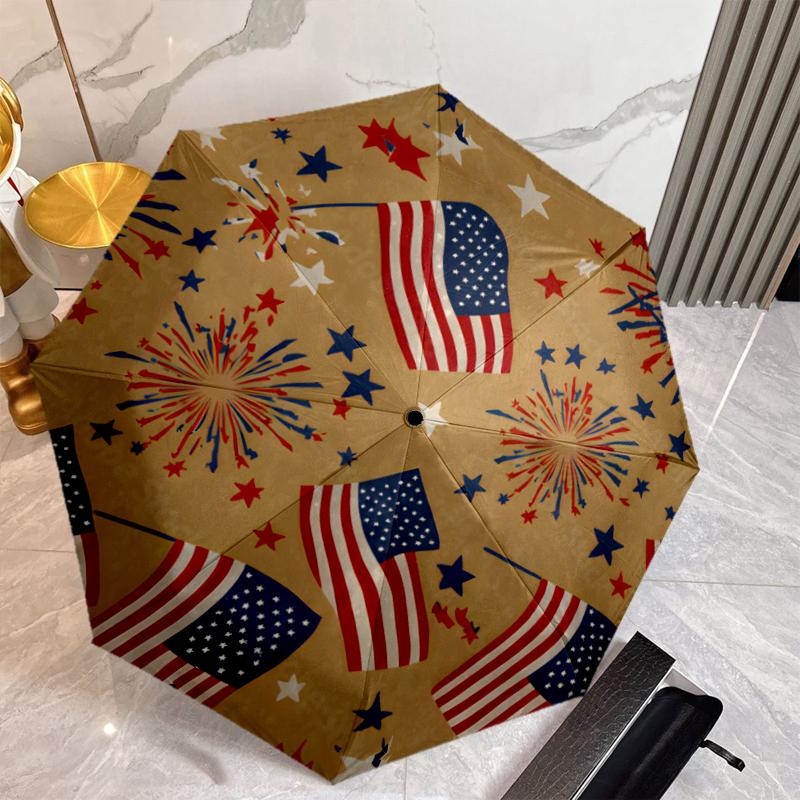 American Flag Fashionable Automatic Opening/Closing Folding Umbrella. Portable and Foldable, Ideal for Gift, Travel, and Daily Use