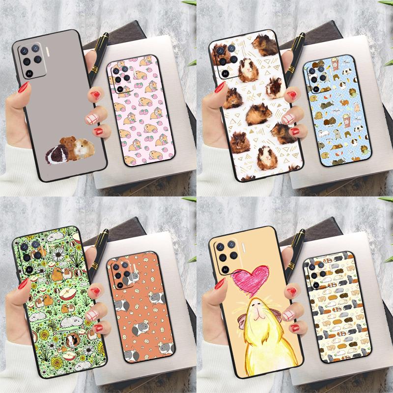 Cute Cartoon Guinea Pig Cover For Oppo A78 A98 A74 A54 A94 A15 A16 A17 A52 A72 A76 A96 A53 A57S A58 A5 A9 Phone Case