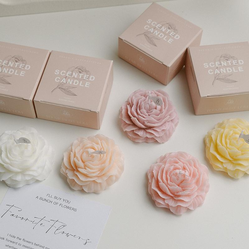 Cadeau pour la fête des enseignants Bougie cadeau Fleur de pivoine Ornements de modelage Fleur d'anniversaire Bougie d'aromathérapie Cadeau