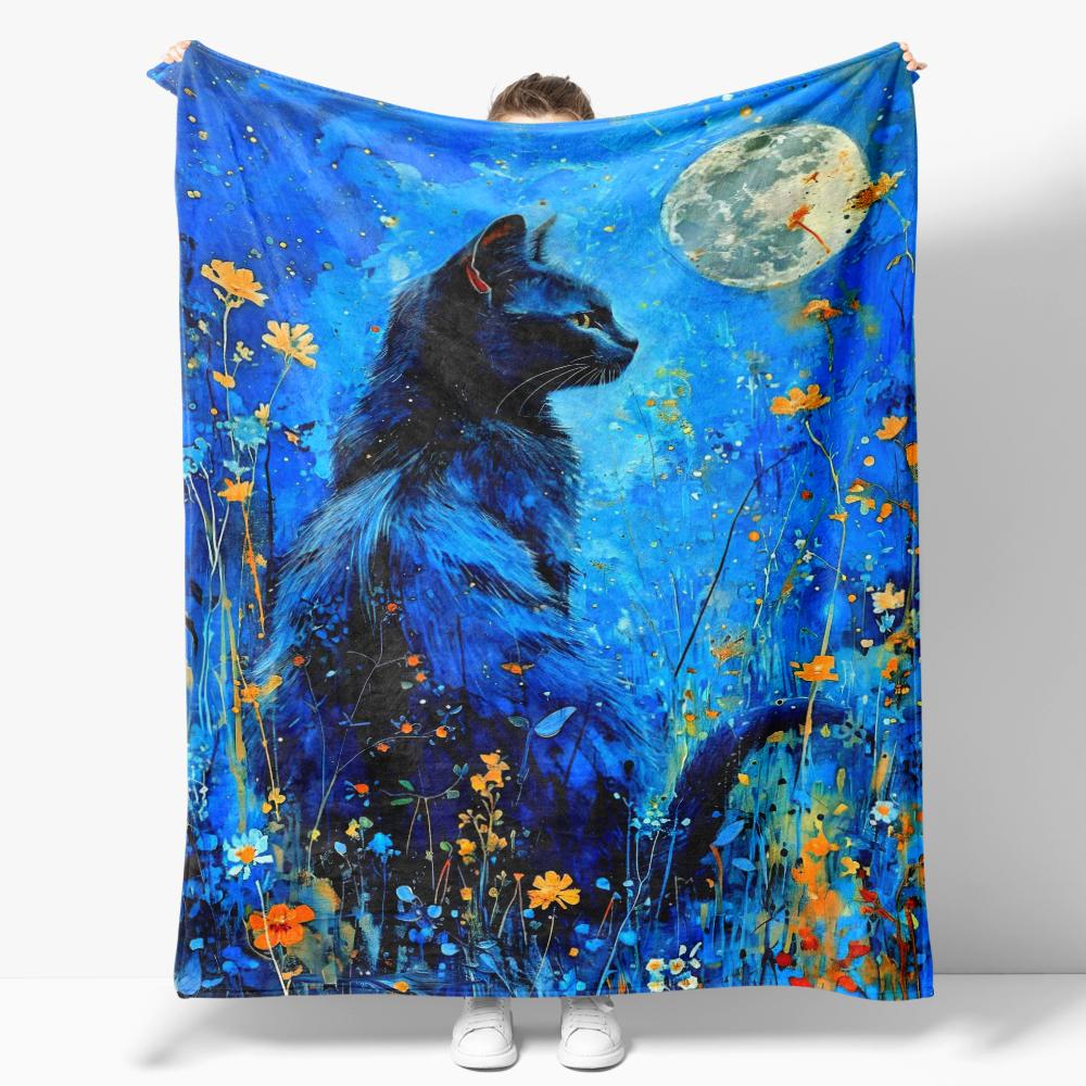 The Starry Night Throw Blanket Art Oil Painting Style Soft Cozy Blankets Soft Warm Flannel Blanket for Bed Room Home Sofa