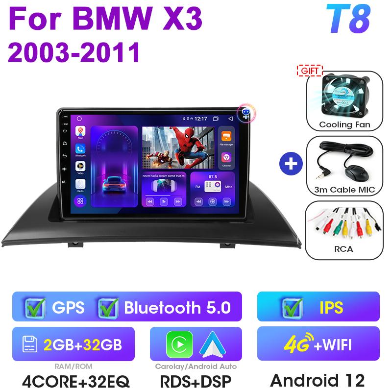 2 Din Android 12 Car Radio For BMW X3 E83 2003 - 2011 GPS Navigation Wireless CarPlay Auto intelligent Systems Smart Autoradio
