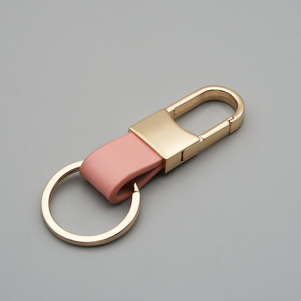 Metal and Genuine Leather Car Keychain with Customizable Laser-Engraved Logo