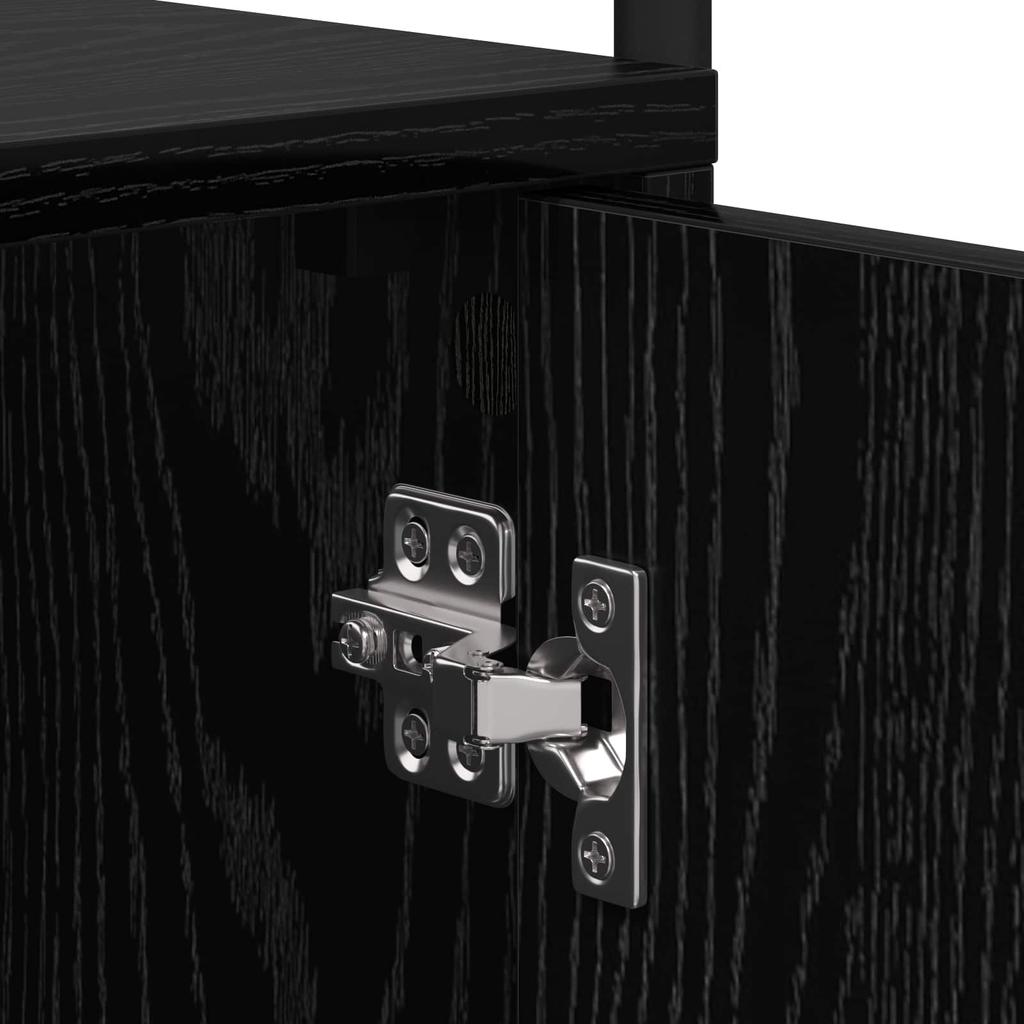 Nightstand Black Oak 35 X 36.5 X 61 Cm Engineered Wood