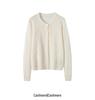 Pure Cashmere Women's V-Neck Cardigan with Elegant Hollow Diamond Pattern for Autumn/Winter