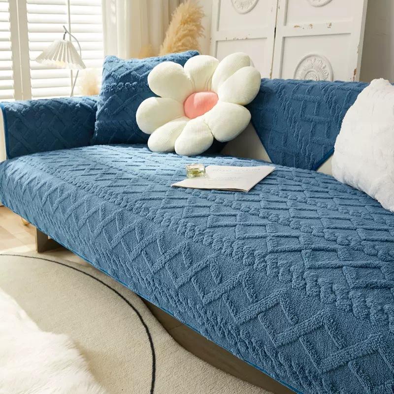 Thickened Warm Sofa Cushion Non-Slip Cover Cloth Towel Winter Short Plush Simple Modern Stroking Cats Cover Seat Cushion
