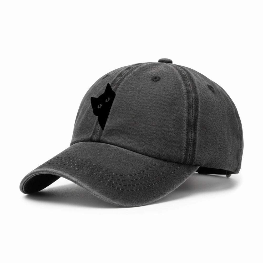 Fun Little Black Cat Printed Visor Baseball Cap For Man Women Hiking Fishing Vacation