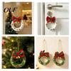 Small Fabric Decorations for Home Mini Christmas Wreath Ornament, Hanging Decoration with Plaid Bow And Reusable Holiday Ornaments Metal Bells,