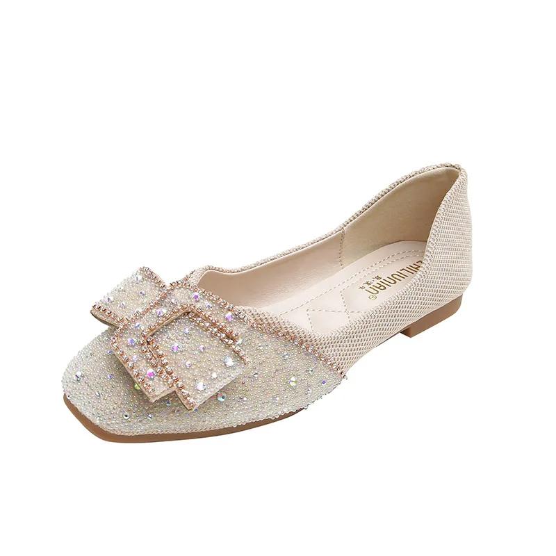 

New Shoes for Women Flat Shoes Fashion Bling Casual Boat Shoes Girl Slip-on Soft Sole Loafers Big Size 33-43 43 хакі