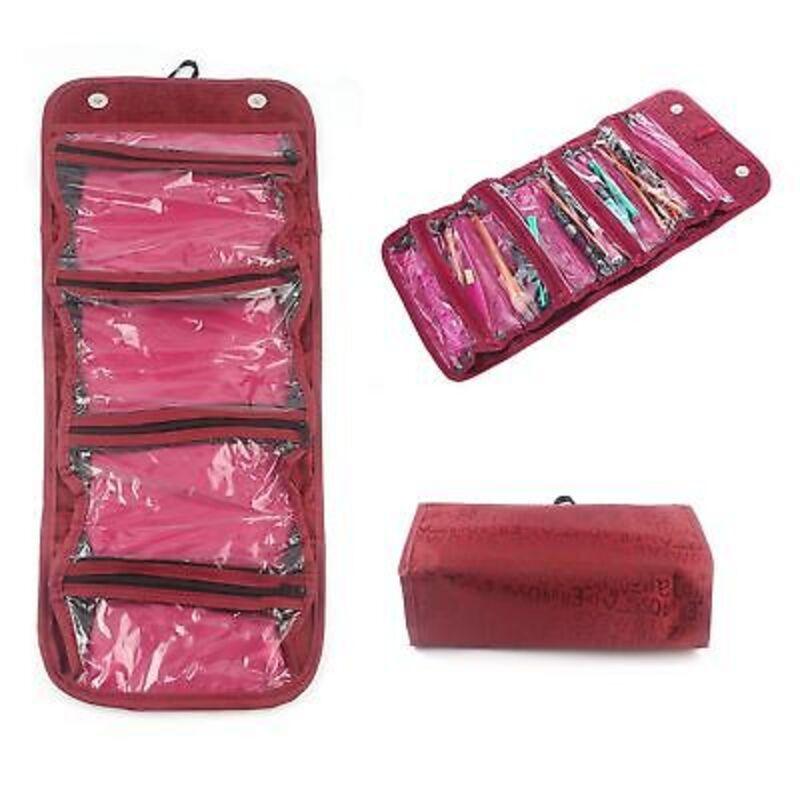 

Roll Go N Cosmetic Bag Makeup Toiletry Travel Buddy Free 1pc Bottle Spray красный