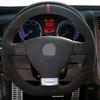 Hand-gestikt Zacht Zwart Suede Auto Stuurhoes Voor Volkswagen VW Golf GTI 5 V R32 Scirocco Tiguan passat Variant