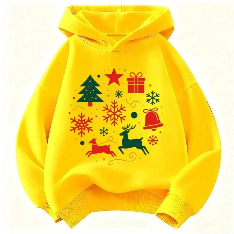 New Christmas Fashionable Cartoon Print Hoodie for Kids Autumn/WinterWarm Sweatshirt for Boys and Girls Bestseller for Christmas
