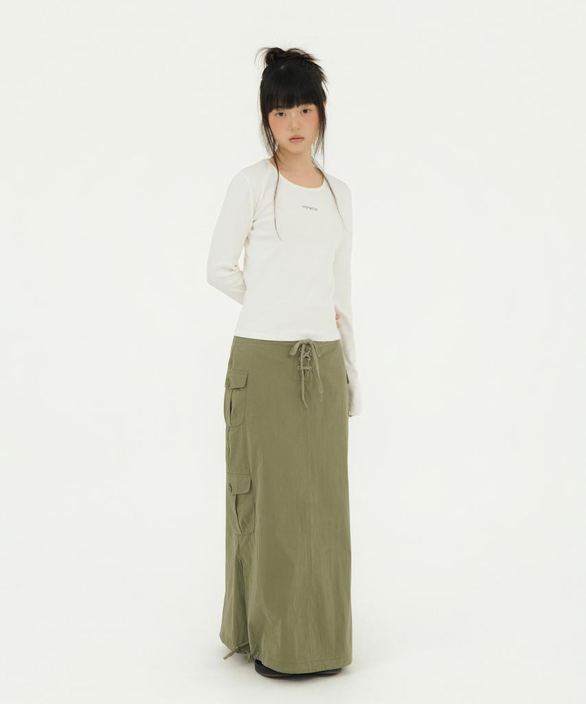 Mileko Corset Long Cargo Low Sk Khaki