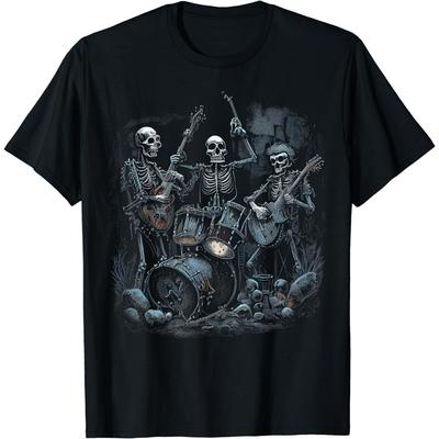 ZAANU Skeletons Band beim Rockkonzert Grafik-T-Shirts Herren Damen T-Shirt