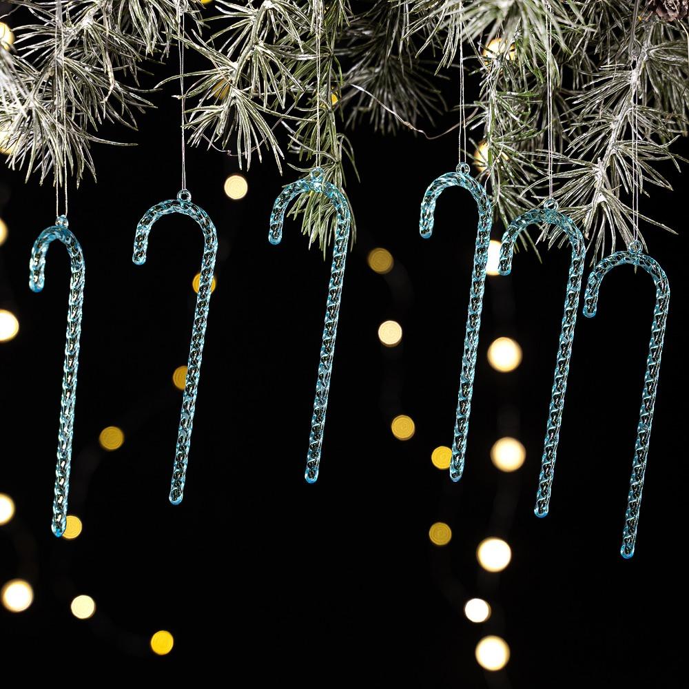 

6 шт. Прозрачные рождественские леденцы-крючки Изысканные имитации Рождественские подвесные украшения Ударопрочный акрил Рождественские леденцы Зима синий