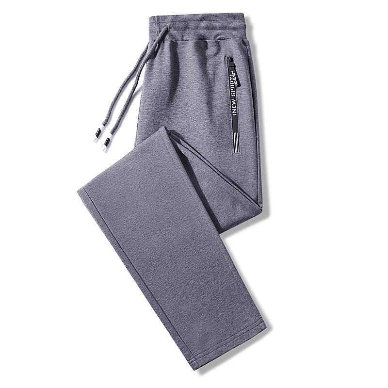 Men's Pure Cotton Lightweight Straight-Leg Sweatpants - Solid Color, Loose Fit for Summer and Spring.