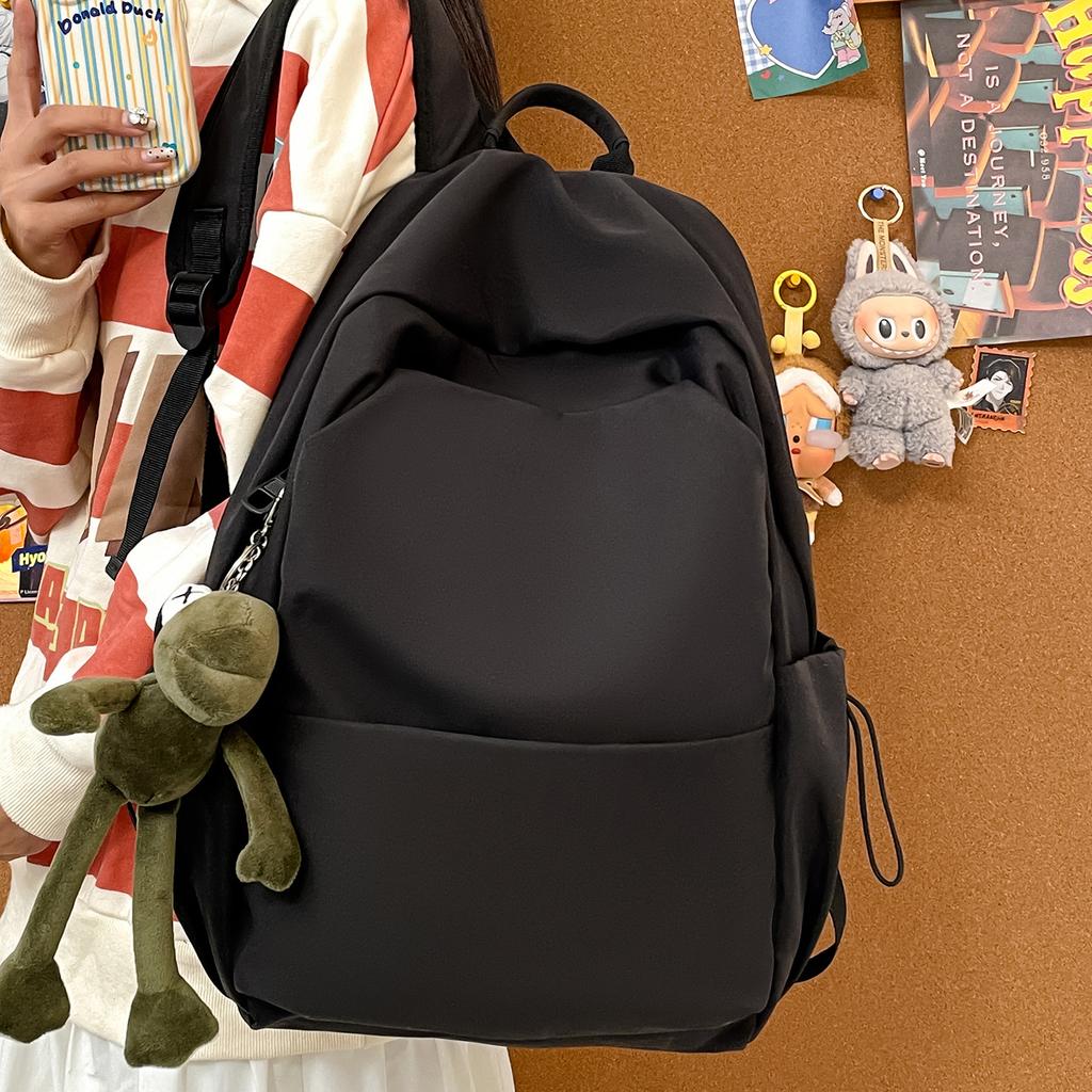 Schoolbag1011 New College Style Schoolbag Japanese Solid Color Large Capacity Backpack Flash Male and Female College Students Simple Backpack