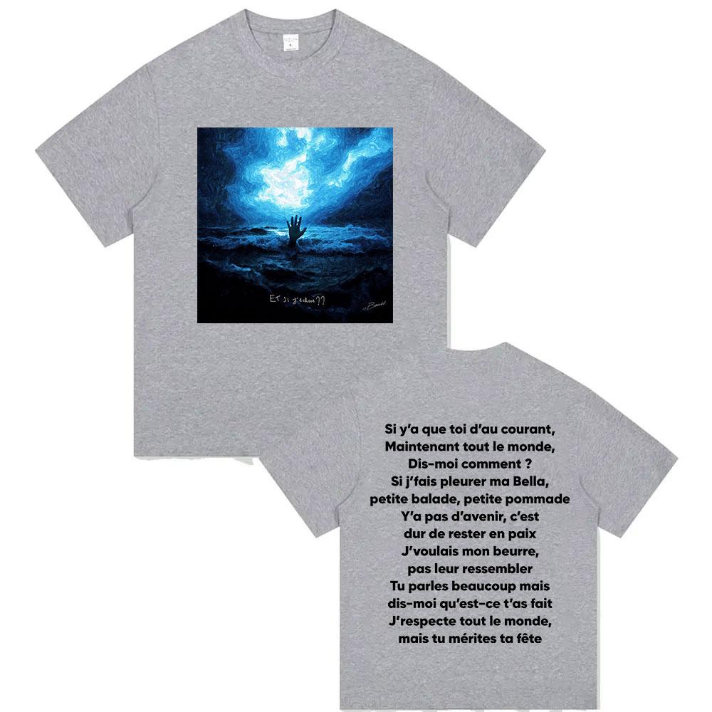 Rapper BOUSS ET SI JECHOUE   Tour Album 2025 Merch TShirts Mens Pop Fashion Vintage Oversized Cotton T Shirt Fans Streetwear