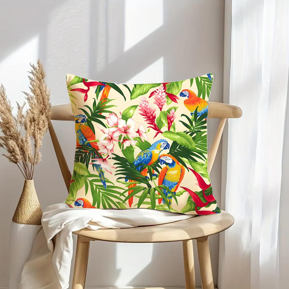 Parrot Colorful Cushion Cover Pillowcase Ultra Soft Skin Friendly Fabric Cloud Like Comfort & Concealed Zipper