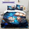 DBZ Patrón de Impulso Juego de Colcha Ropa de Cama Funda de Colcha Funda de Almohada Decoración del Hogar Regalo de Cumpleaños (1 * funda nórdica + 2 * fundas de almohada, sin núcleo)