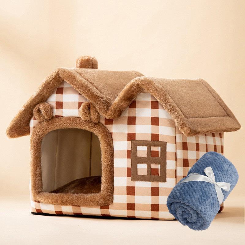 Casă pentru câini detașabilă și lavabilă cu două suprafețe Litier universal pentru pisici Cort de toamnă și iarnă Pat pentru câini Casă pentru pisici pentru animale de companie Casă pentru câini