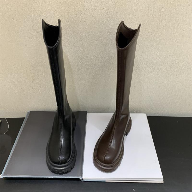 Fashion Fashion Skinny Knee-Free Boots Women's Autumn and Winter New Round Toe Platform Sleeve All-match High Knight Boots