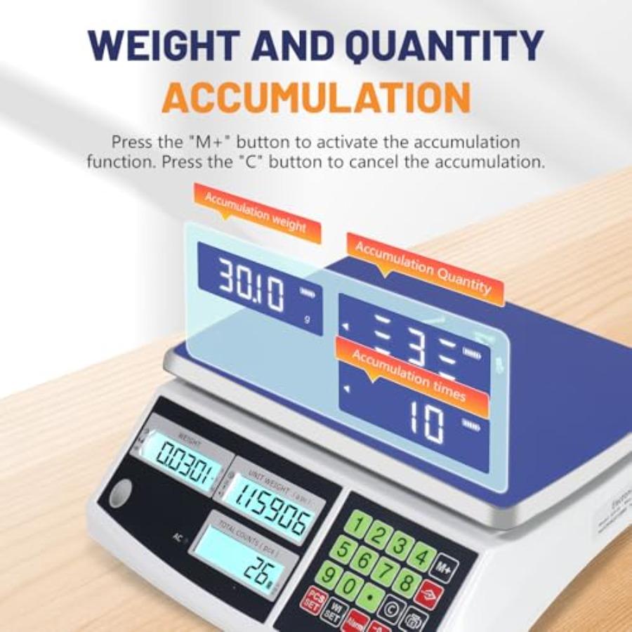 Industrial Counting Scale 30kg/66lb 0.1g g/kg/lb Coin Scale Precision Electronic Gram Scale for Parts and Coins Digital Invento