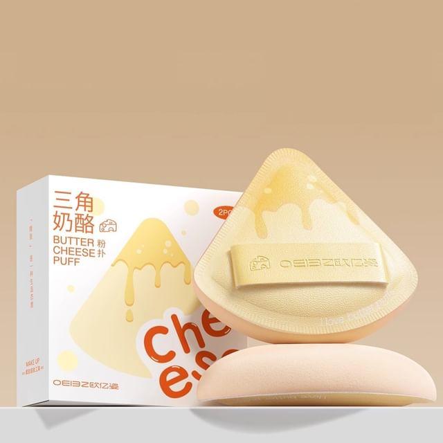 Sweetpourin - Triangle Powder Puff / Set With Case - Yellow