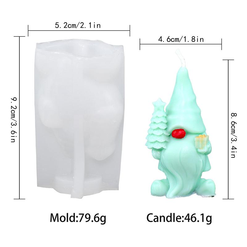 

3D Christmas Dwarf Hold Tree Snowflake Silicone Candle Mold DIY Used Make Candles Plaster Ornaments Christmas Decorations Mould