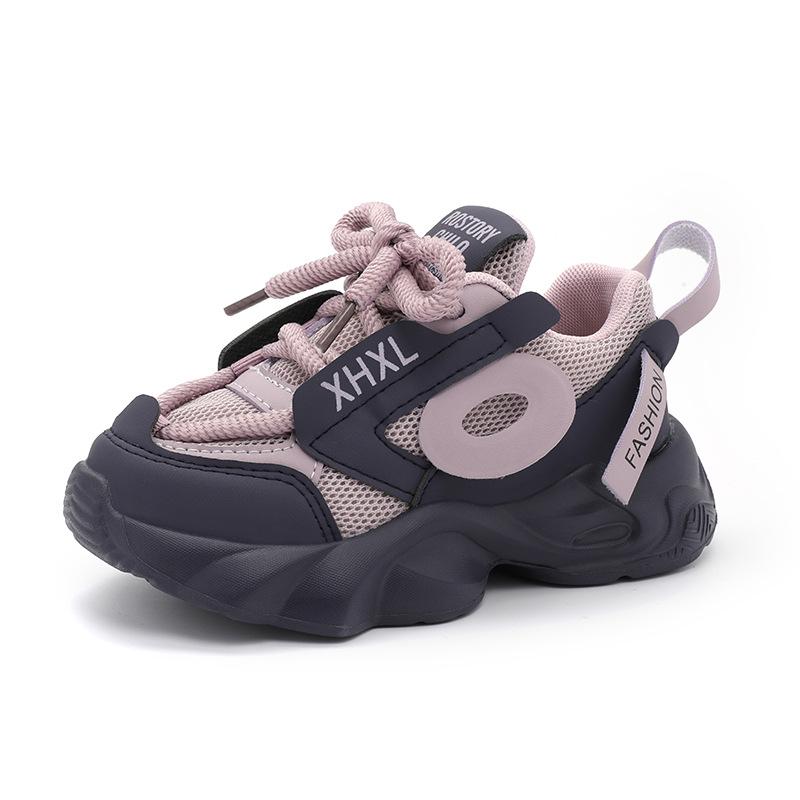 Girls' Trendy 2024 Spring Dad Sneakers - Versatile, Soft Sole, Mesh Sports Shoes for Kids