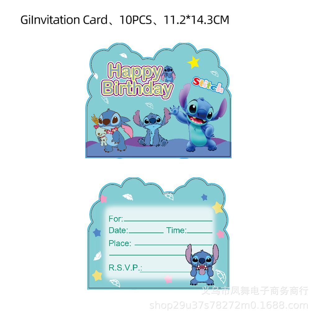 Cash Cute Invitation Card Star Baby Stitch Invitation Card Birthday Party Invitation Cartoon Powder