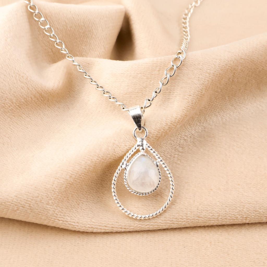 Natural Rainbow Moonstone Gemstone 925 Sterling Silver Jewelry Handmade Pendant PP-49-22