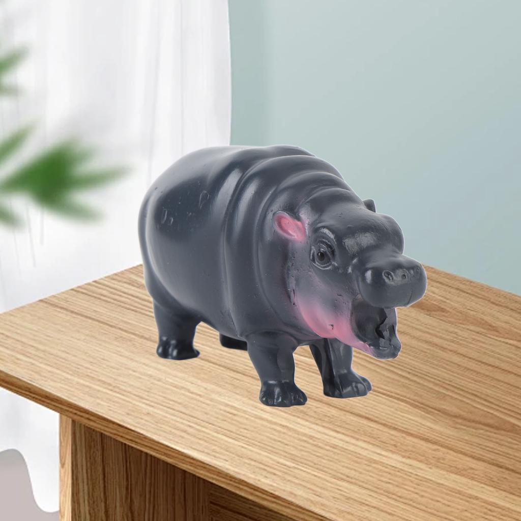Pygmy Hippo Statue Cute Playful Resin Hippopotamus Figurine Home Desktop Decoration