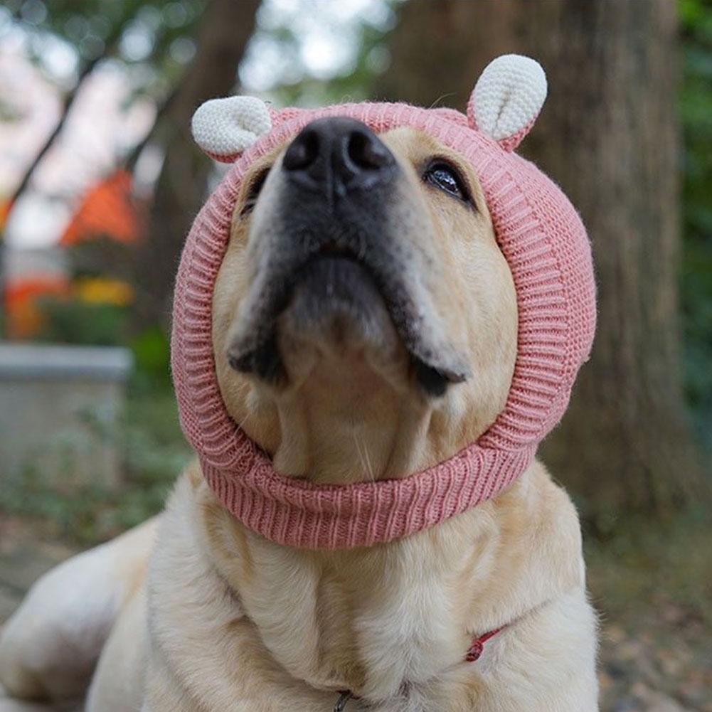 Winter Warm Pet Knitted Hat Noise Protection Pet Ears Covers Knitted Hat Anxiety Relief Earmuffs For Small Medium Puppy Accessor