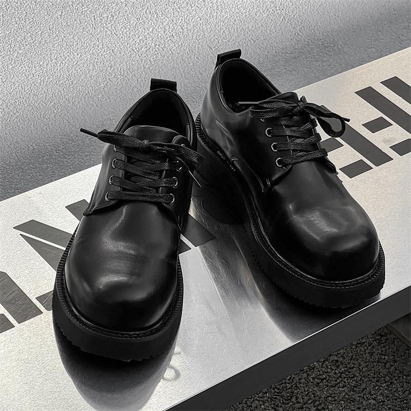Versatile Men's Leather Platform Derby Loafers - Lace-up Wedding & Office Shoes