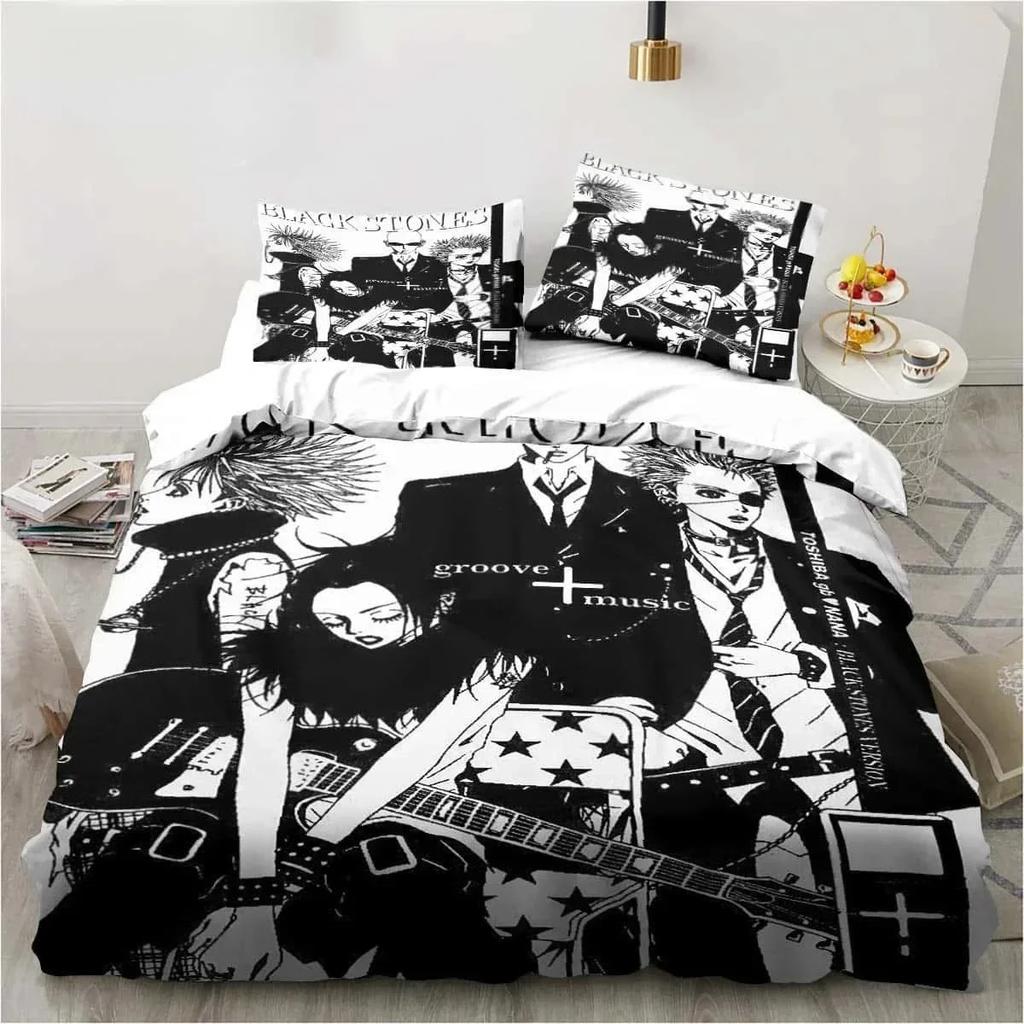 3D Print Cartoons Black Stone NANA Manga Bedding Set Printed With Pillowcase Duvet Cover Soft Queen King Size Bedclothes Home