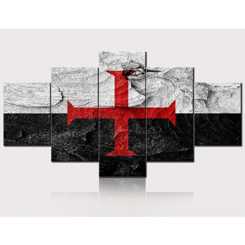 

No Framed 5 Pieces Red Cross Templar Knight Flag HD Print Wall Art Canvas Posters Pictures Paintings Home Decor for Living Room 20x35 20x45 20x55cm