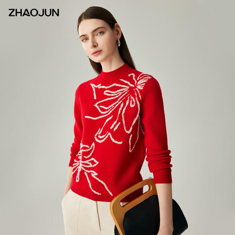 

Zhaojun Women s Two-Tone Jacquard Semi-High Collar Cashmere Sweater XL