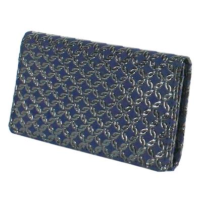 Inden Business Card Large Deer Navy Blue X Black Small Chain Ring Holder, Capacity, Leather, Lacquer, 2501-04-177