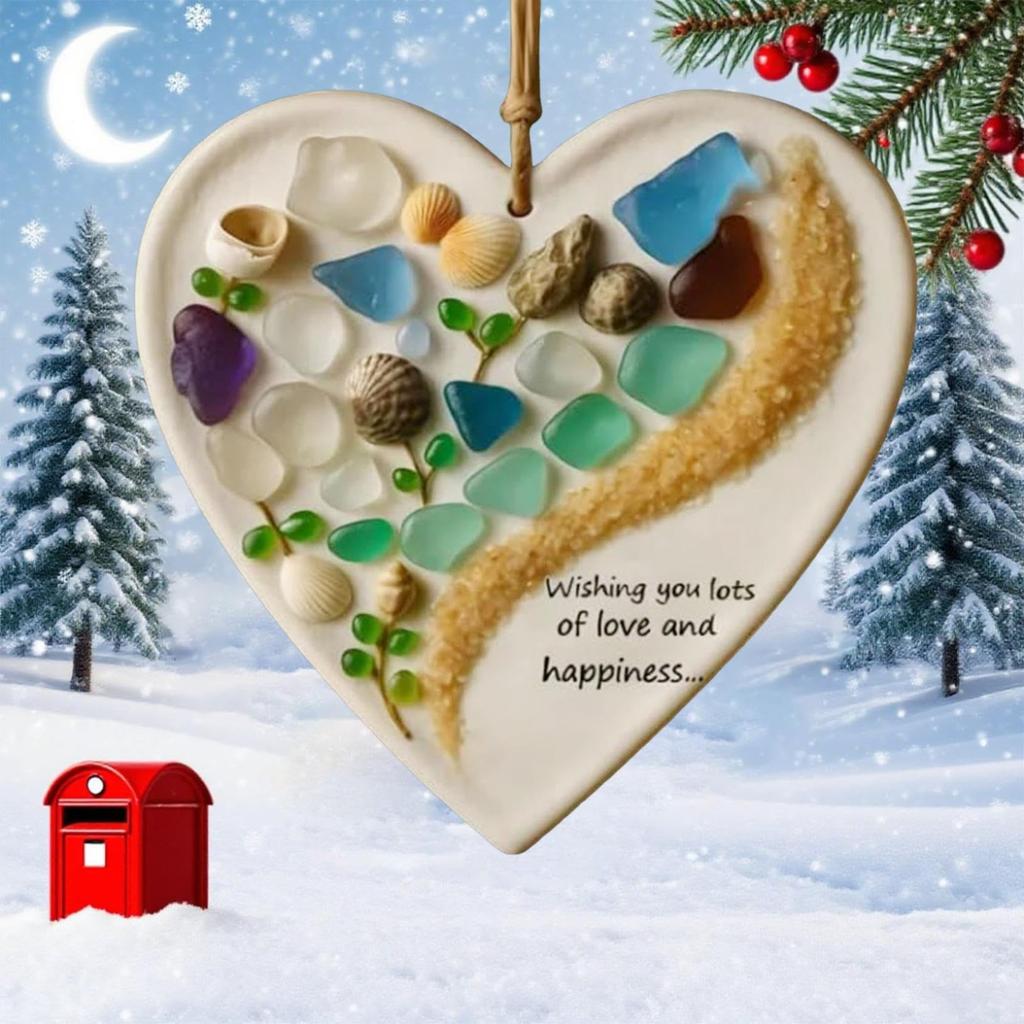Heart Shaped Sea Ornament, Friendship Hearts Ornament, Friendship Keepsake For Christmas Tree & Ocean Themed Decor