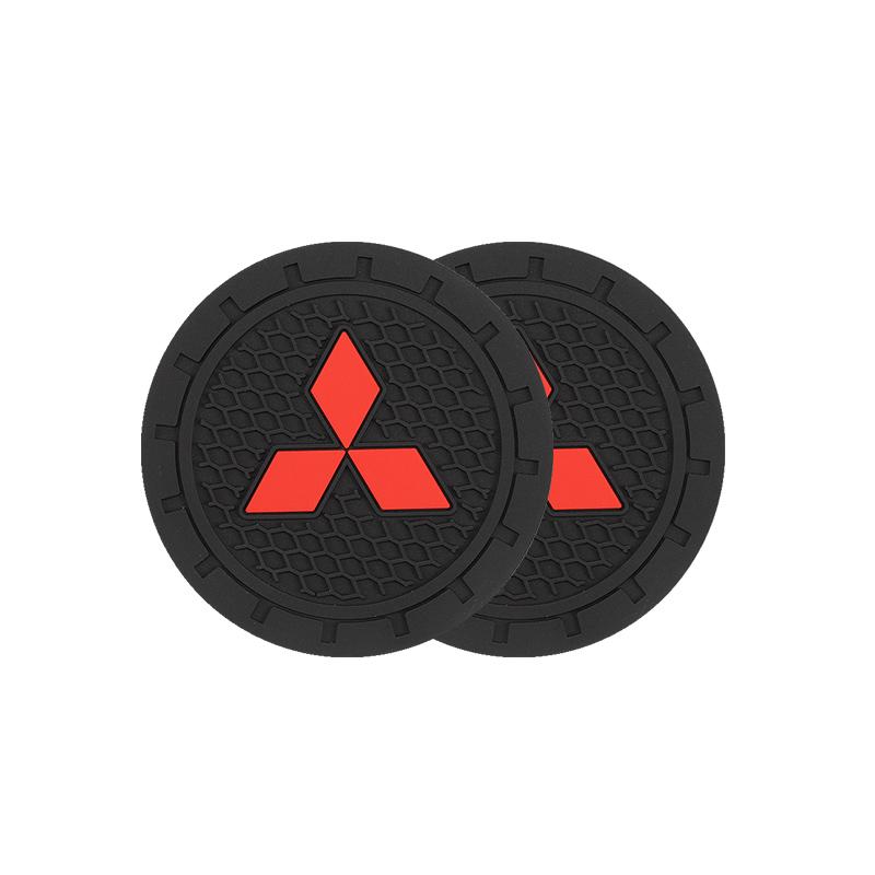 

2Pcs Car Water Cup Pad Non Slip Mat Auto Interiors For Mitsubishi Eclipse Lancer Outlander Pajero ASX Colt I200 Delica Triton Ex