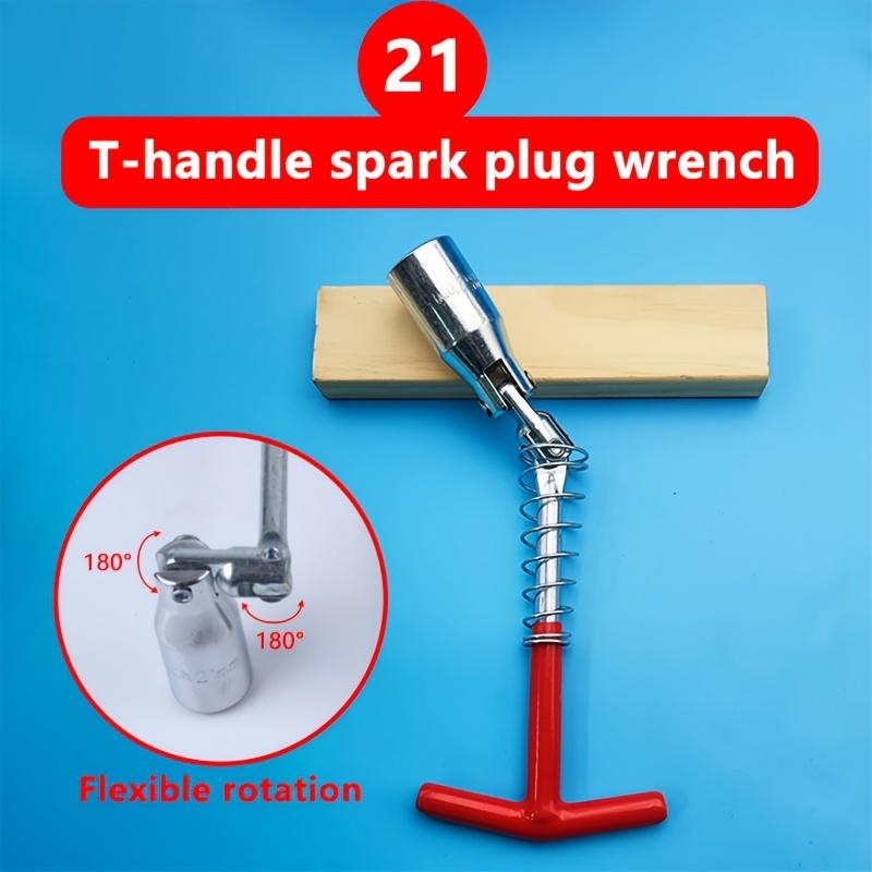 1 Set Universal Spark Plug Socket Wrench with T-Handle, Durable CR-V Steel, High Torque, Round Head, for Car & Motorcycle Mainte